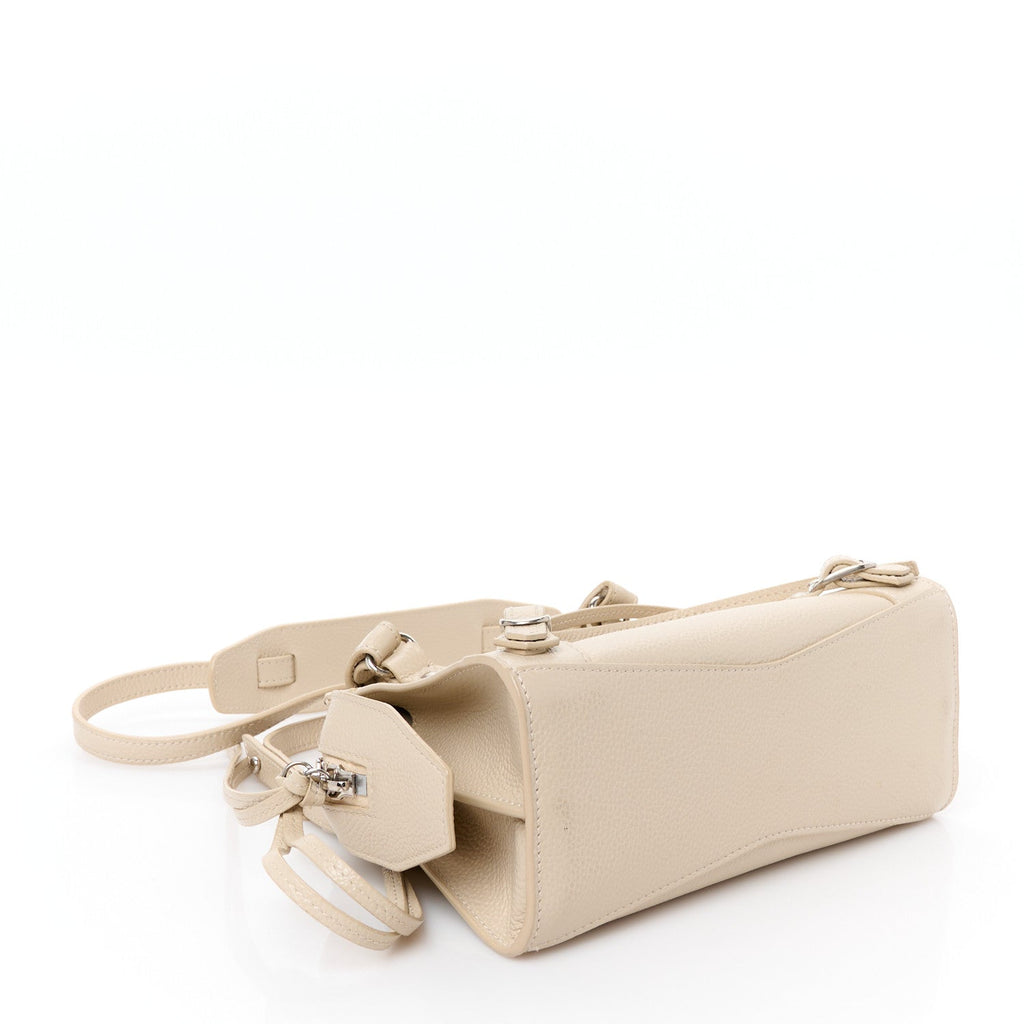 Grained Calfskin Neo Classic Silver Hardware Mini City Cream