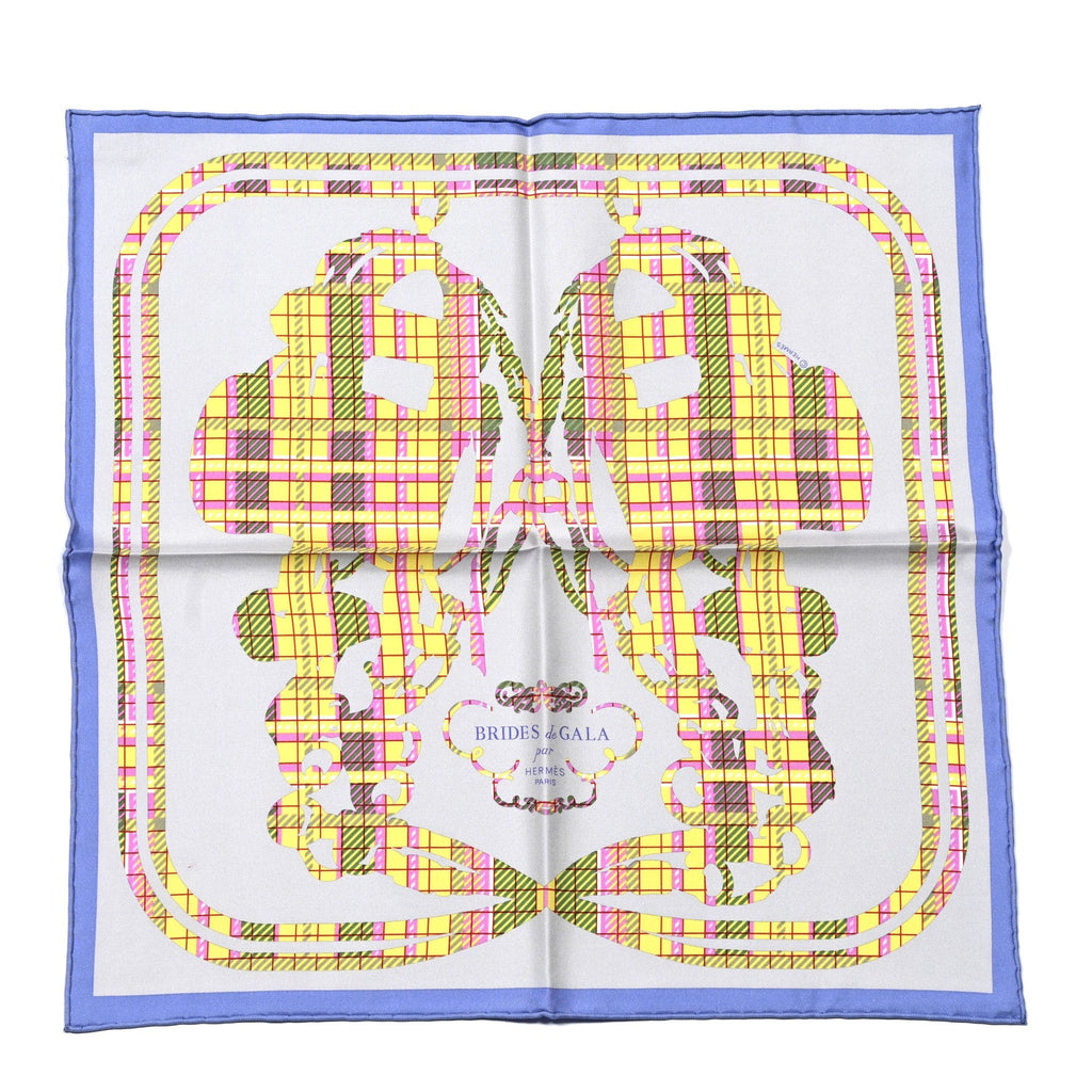 Silk Brides De Gala Tartan Pocket Square Lavande Parme Jaune