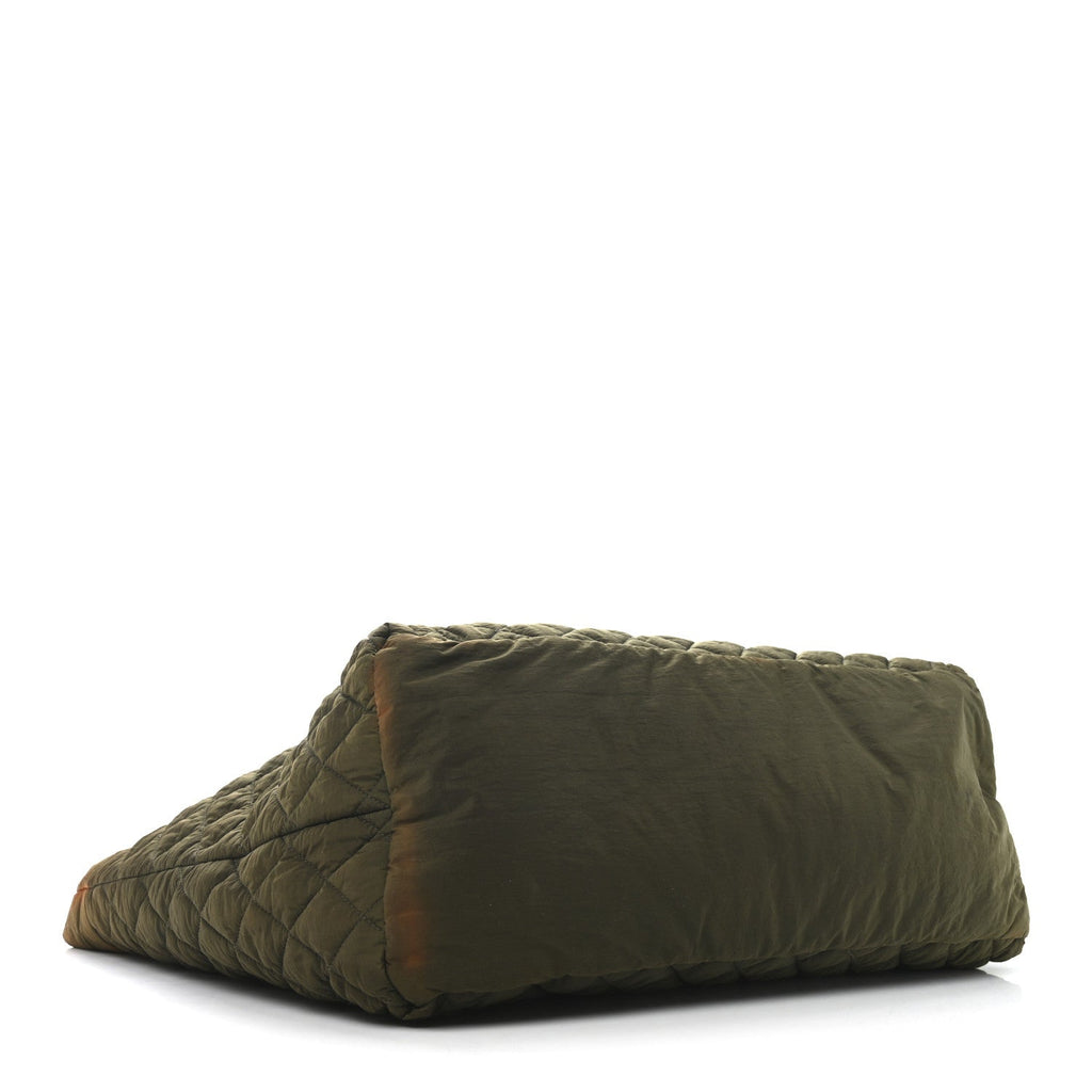 Nylon Quilted Large Coco Cocoon Shopping Tote Green