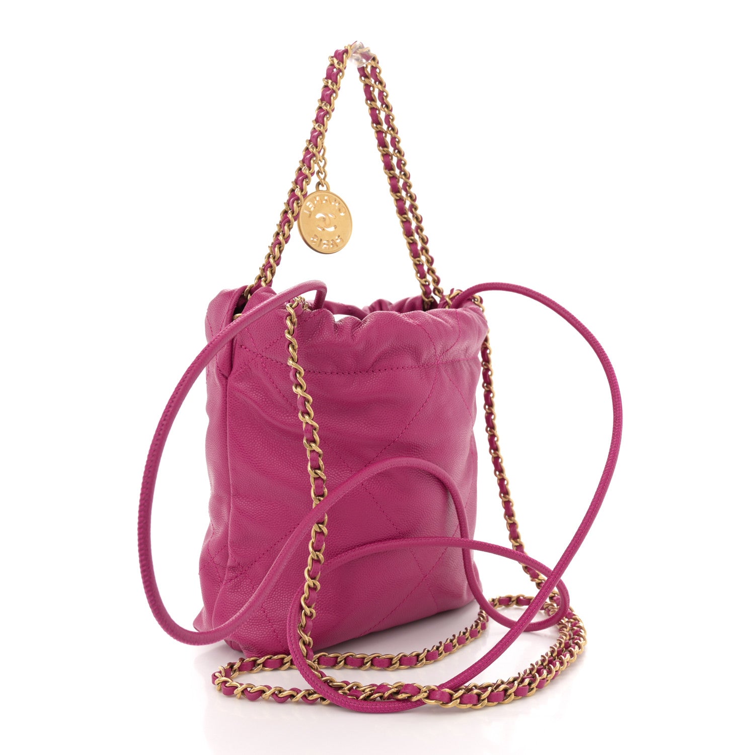 Shiny Caviar Quilted Monochrome Mini Chanel 22 Fuchsia