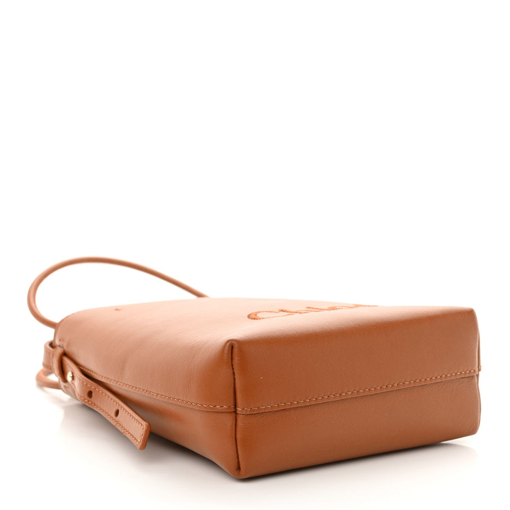 Shiny Calfskin Micro Sense Tote Bag Caramel