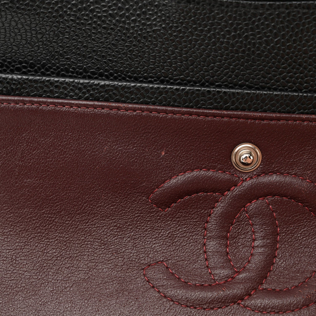 Caviar Quilted Small Double Flap Black