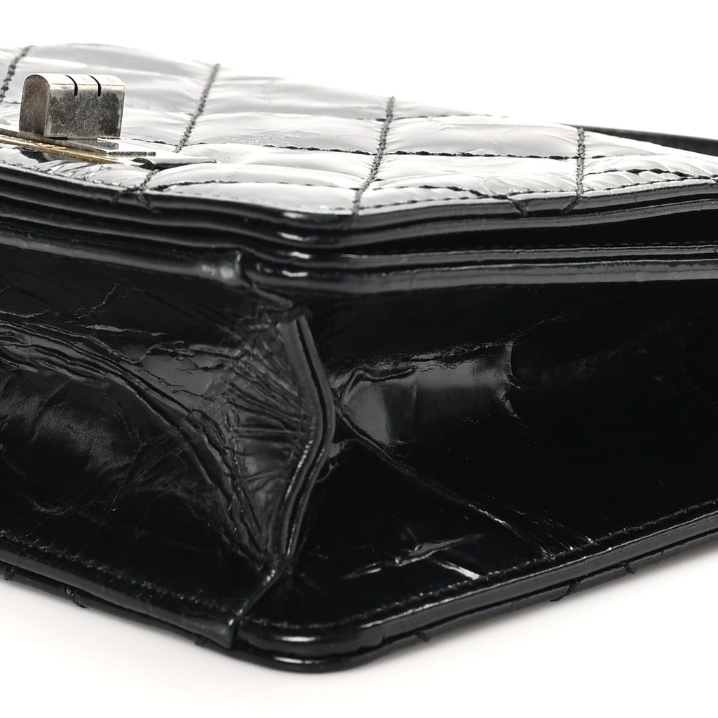 Glazed Crumpled Calfskin Quilted Mini Rita Top Handle Flap Black