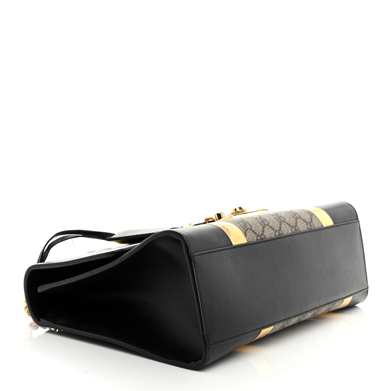 Calfskin GG Supreme Monogram Medium Padlock Shoulder Bag Black Gold