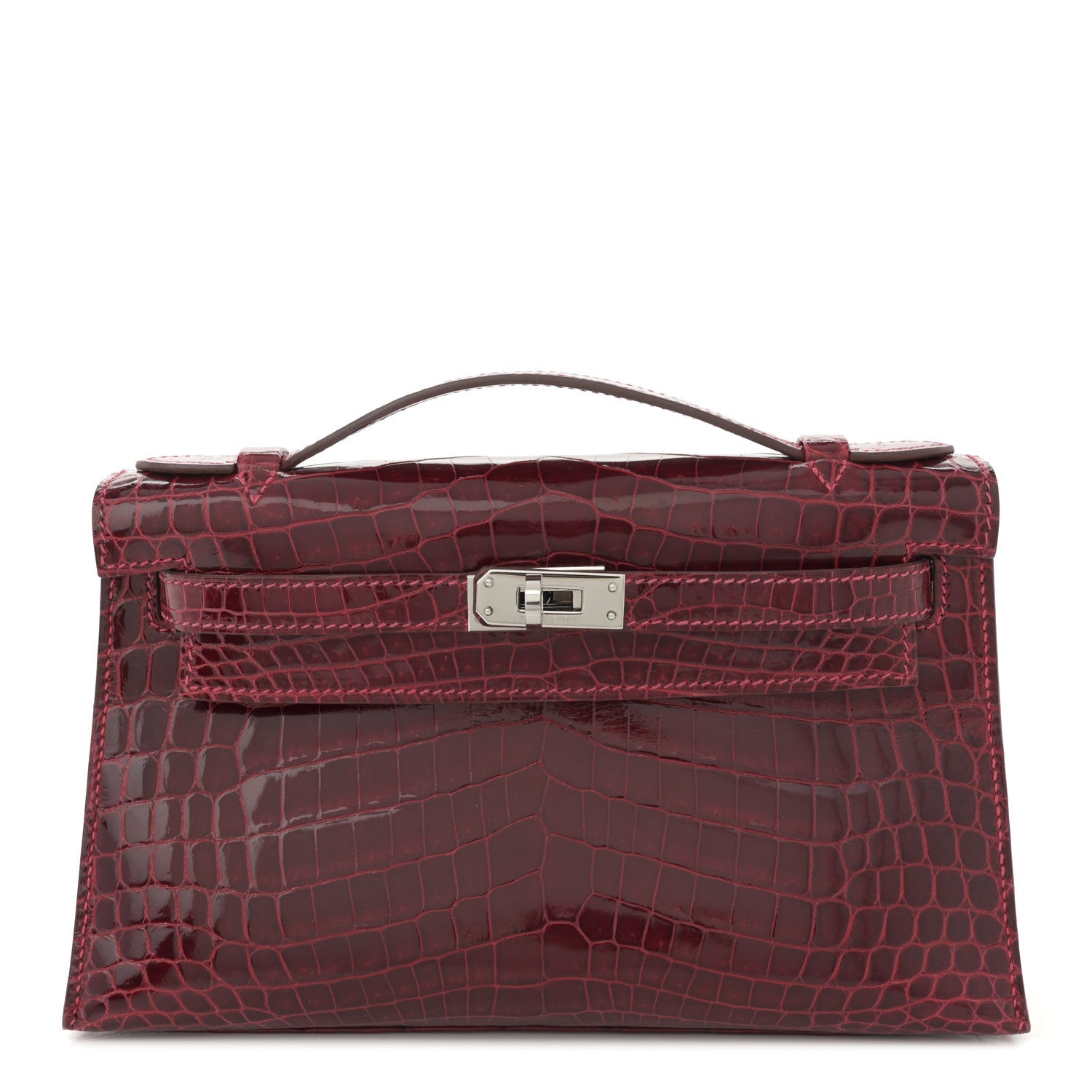 Shiny Niloticus Crocodile Kelly Pochette Rouge H