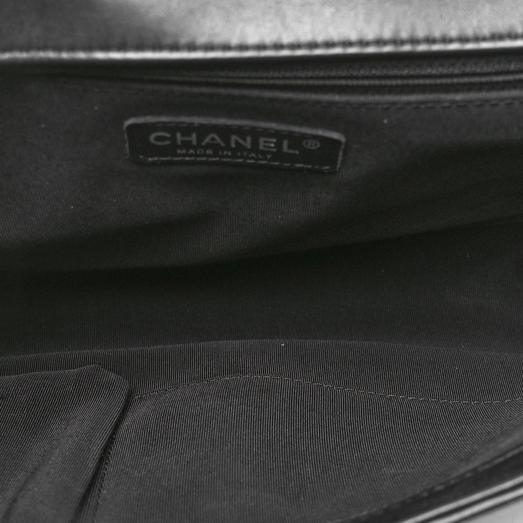 Lambskin Quilted Large Boy Flap Black