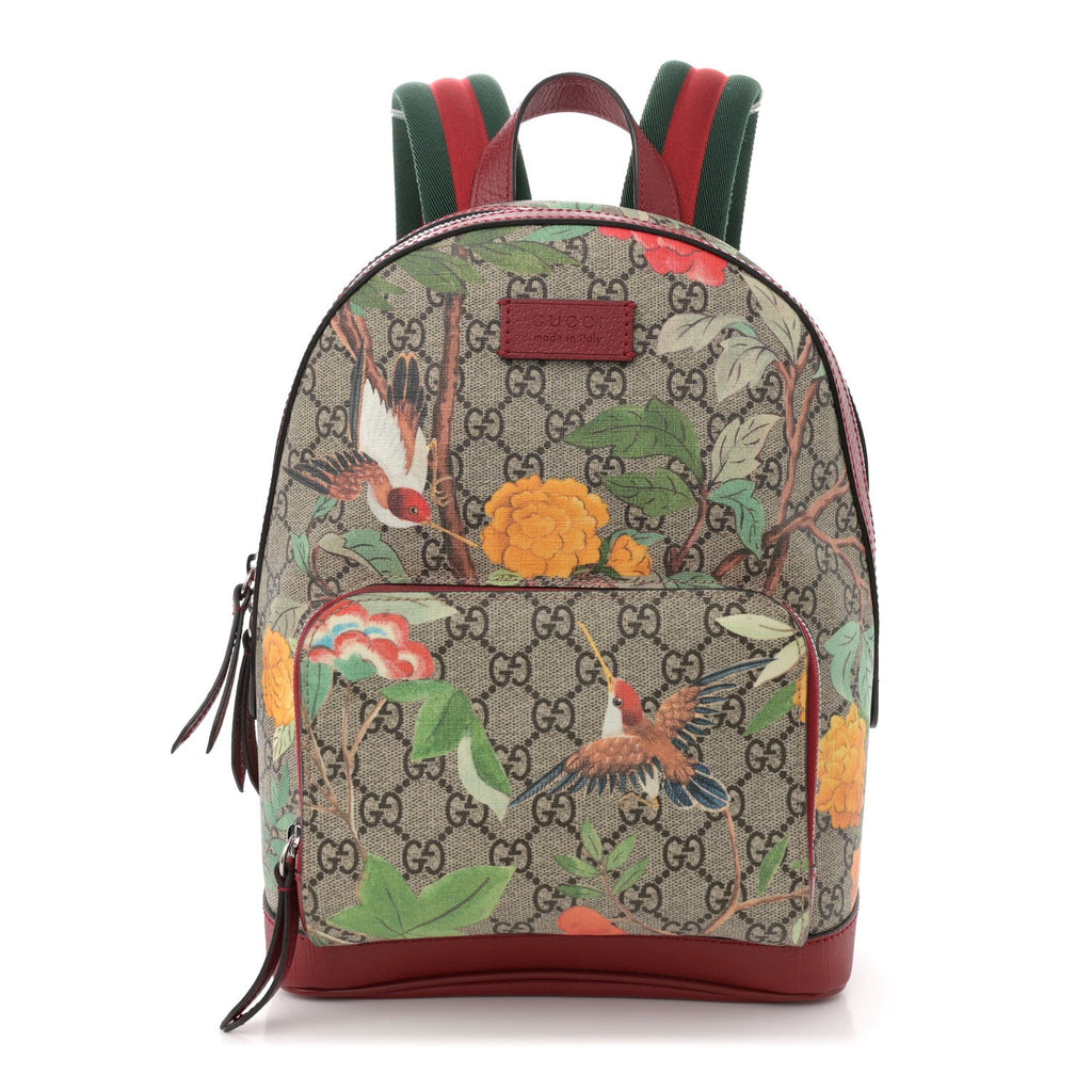 GG Supreme Monogram Tian Web Small Day Backpack Beige Multicolor Red
