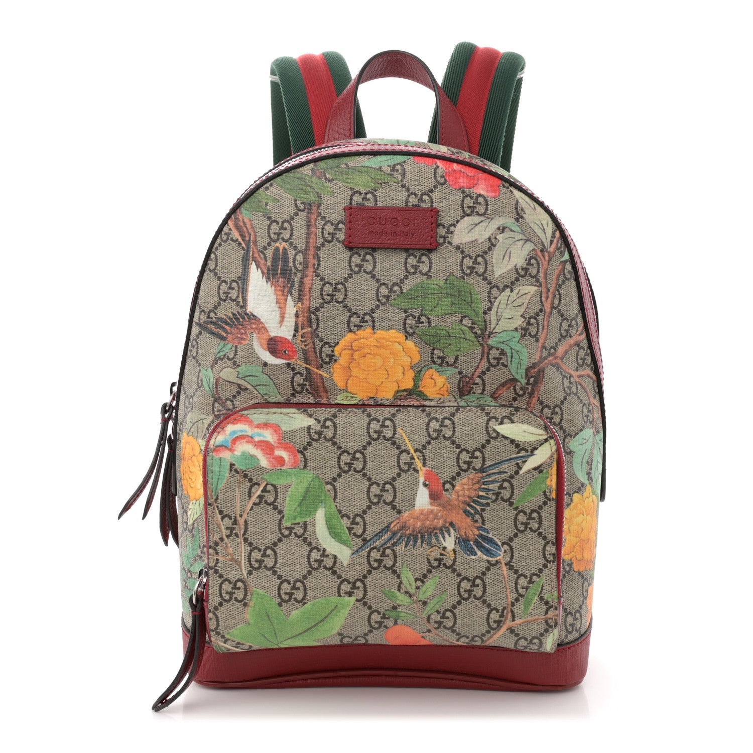 GG Supreme Monogram Tian Web Small Day Backpack Beige Multicolor Red