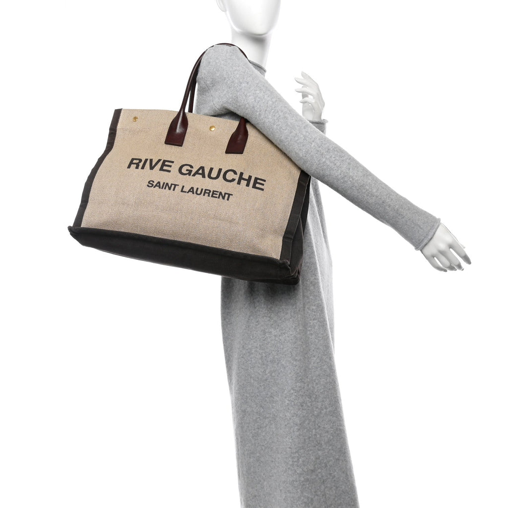 Linen Calfskin Rive Gauche Tote Natural