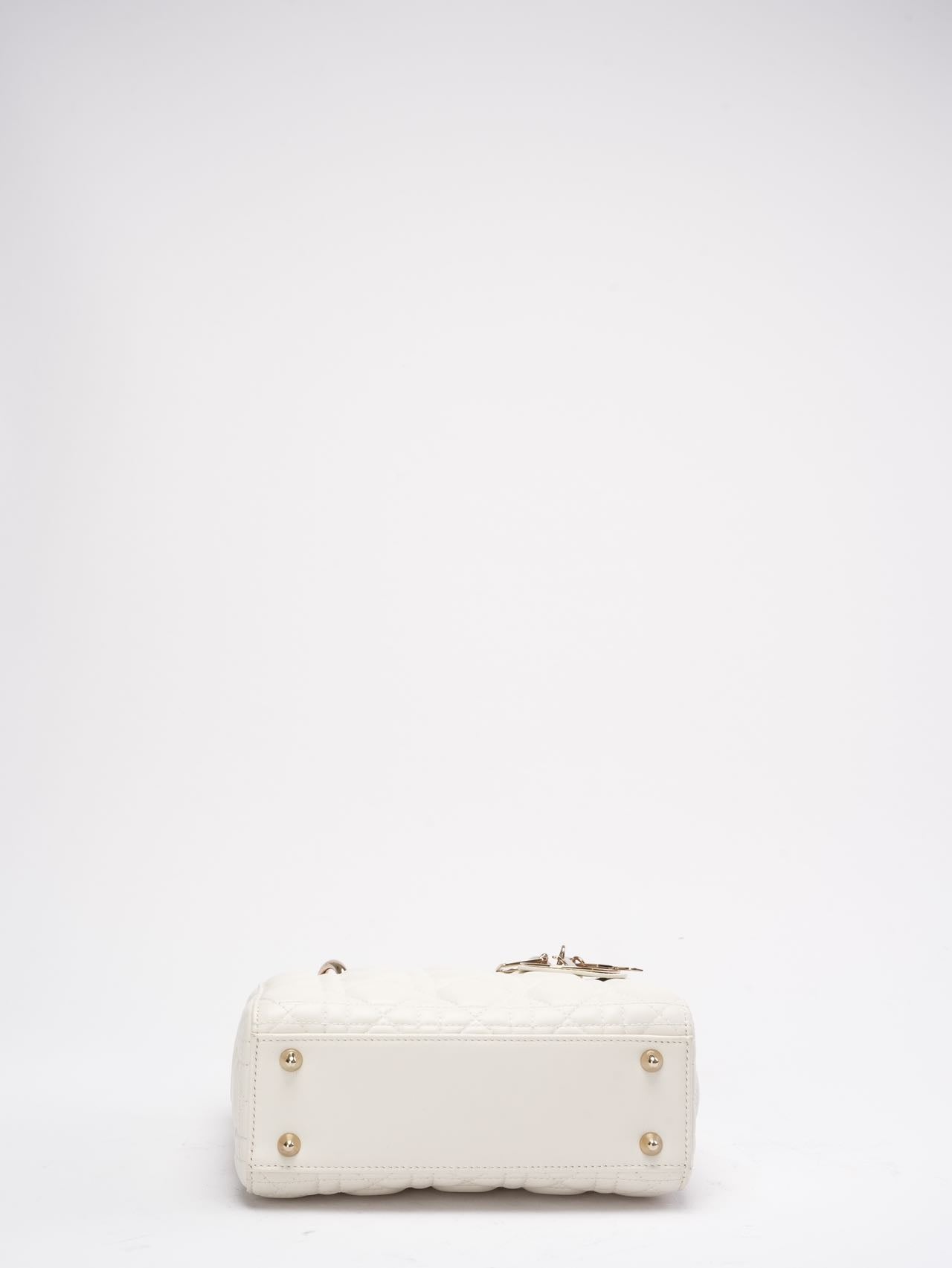 Christian Dior White Small Lady Dior Bag in Cannage Lambskin 2017