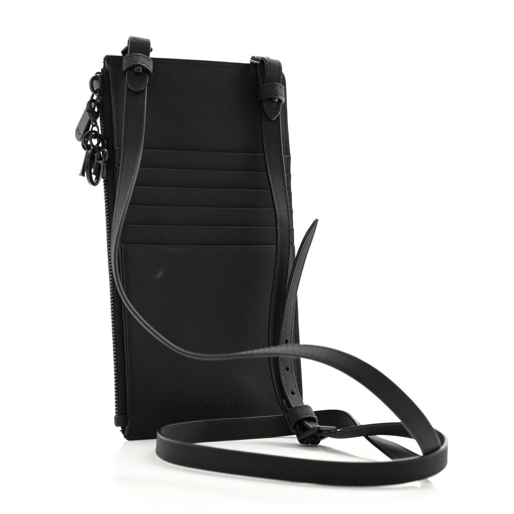 Ultra Matte Calfskin Lady Dior Long Wallet With Strap Black