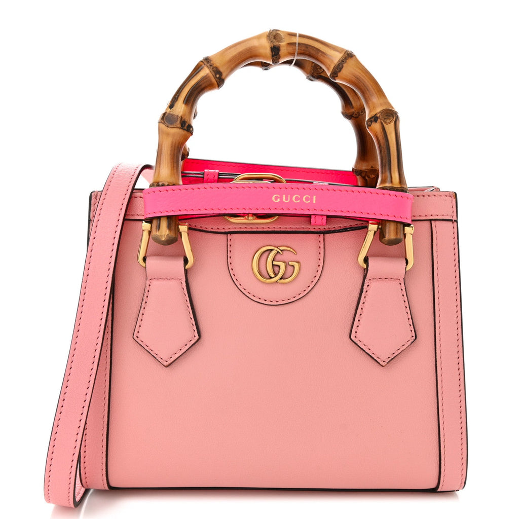 Wonka Grain Calfskin Mini Diana Tote Bag Wild Rose Fuxia Fluo