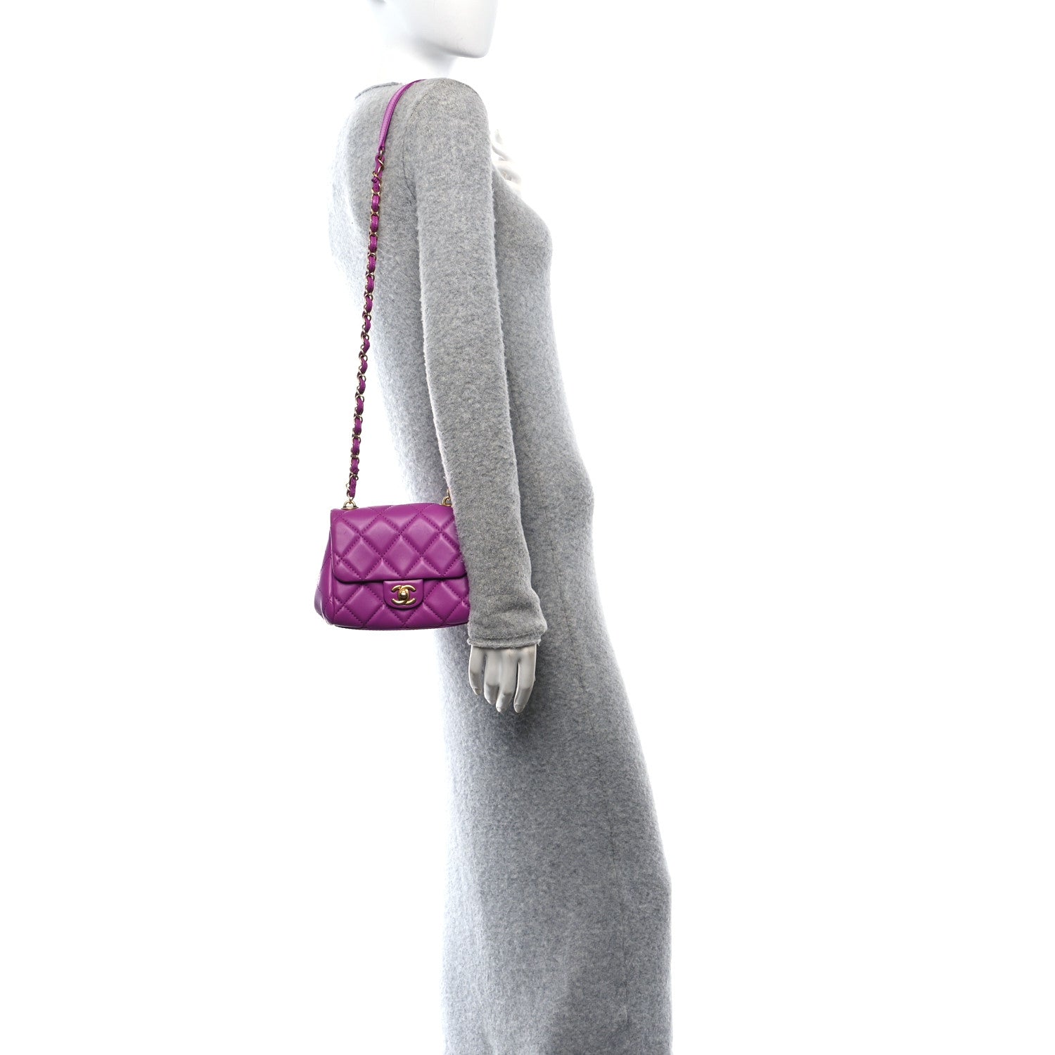 Lambskin Quilted Mini Flap Purple
