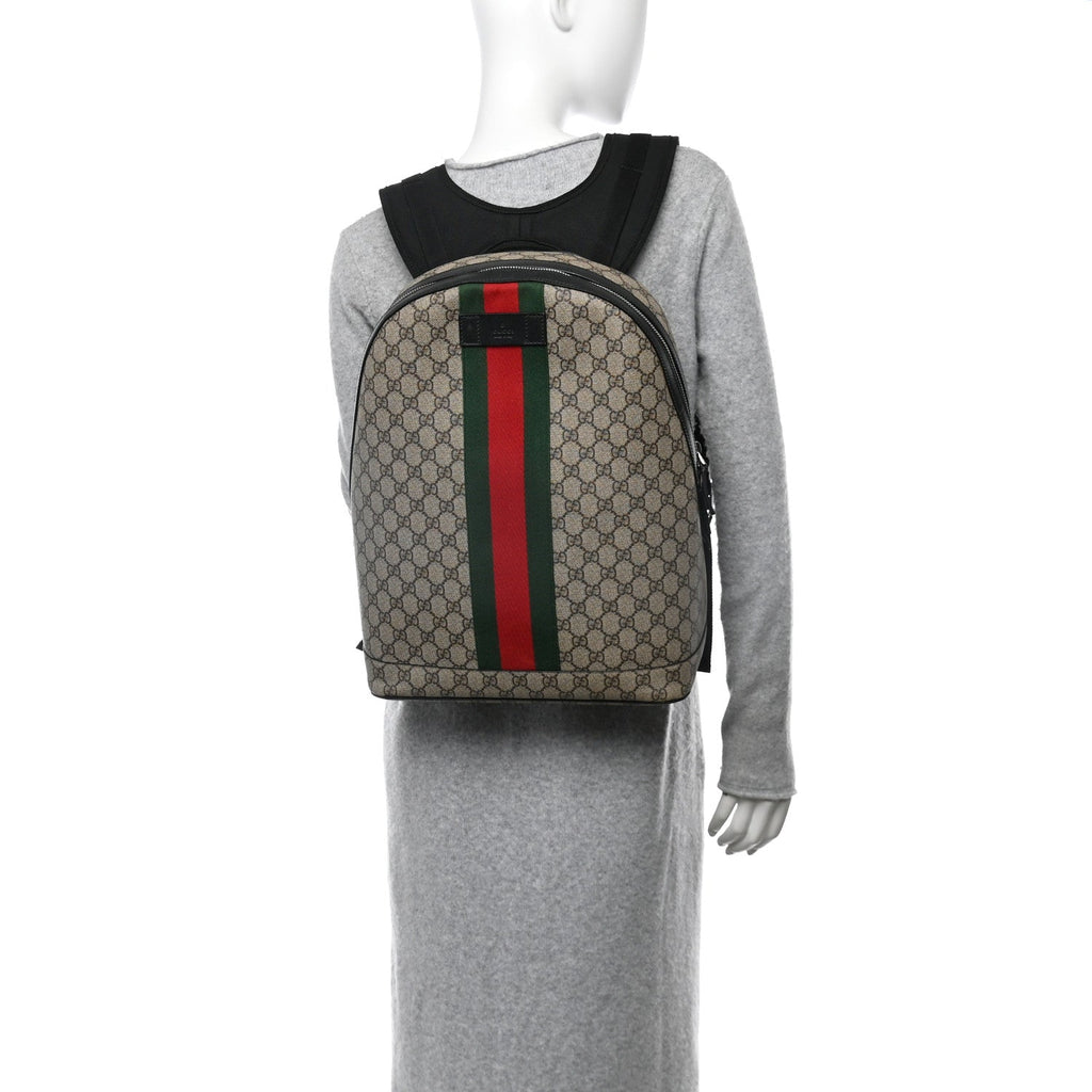 GG Supreme Monogram Web Dome Backpack Black