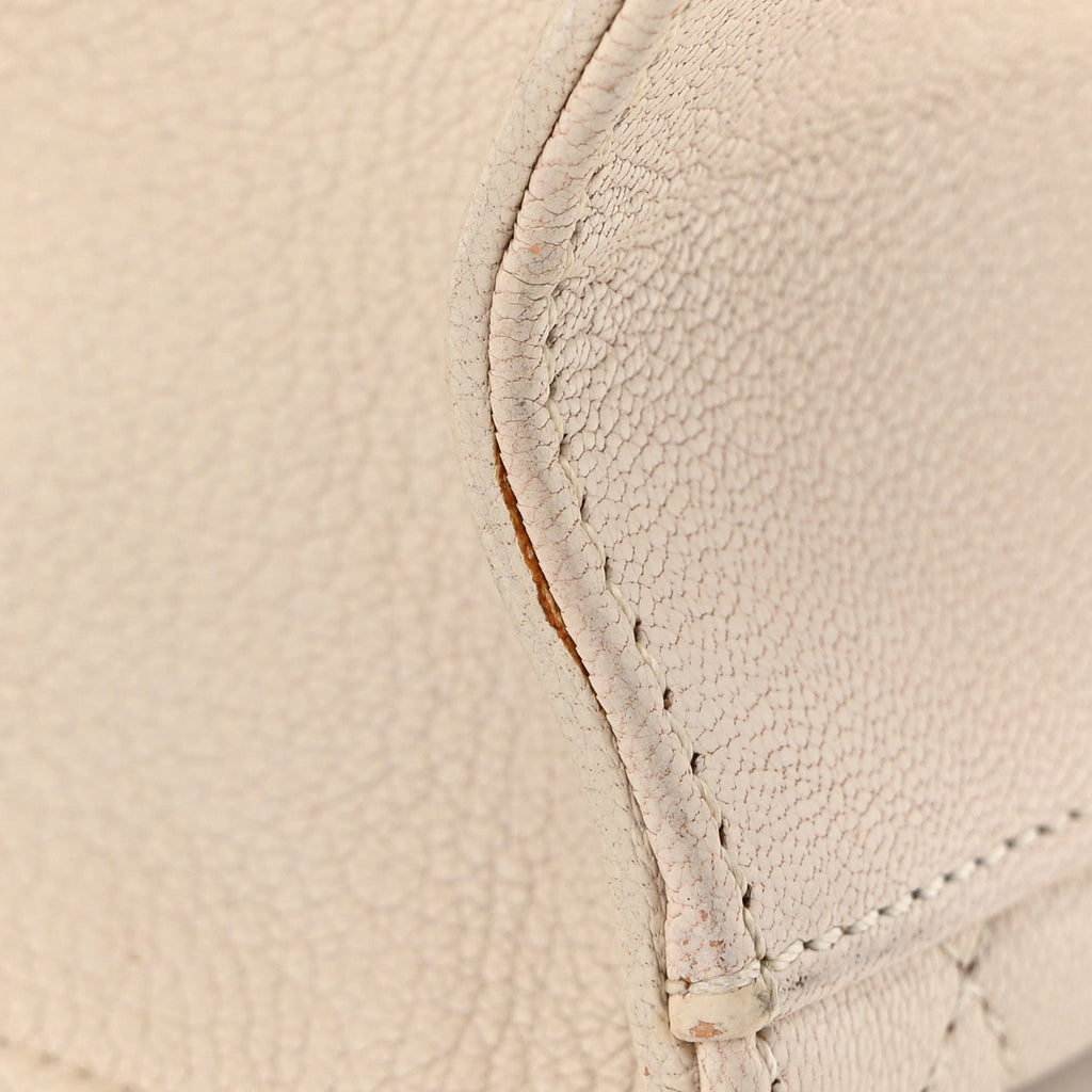 Goatskin Quilted Large Rita Top Handle Flap Beige