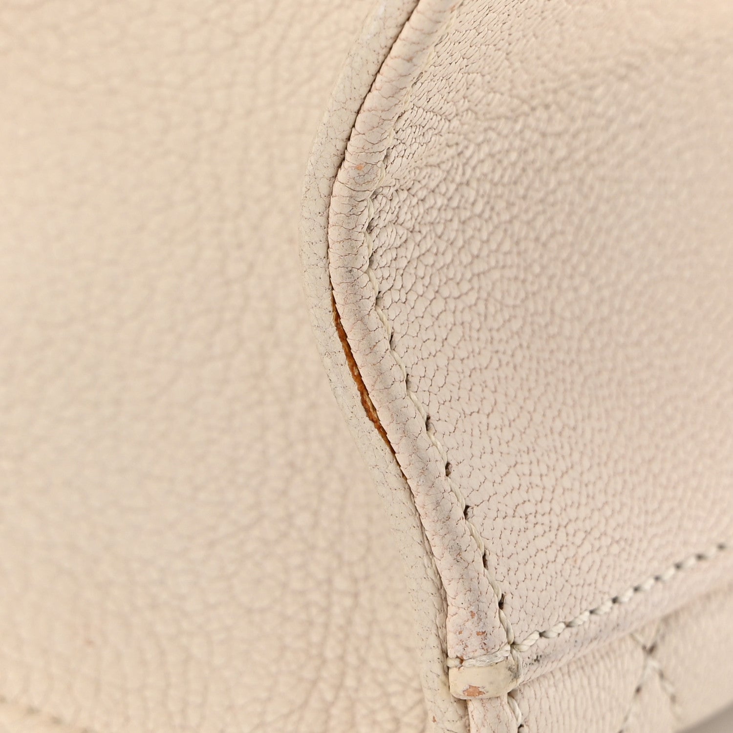 Goatskin Quilted Large Rita Top Handle Flap Beige