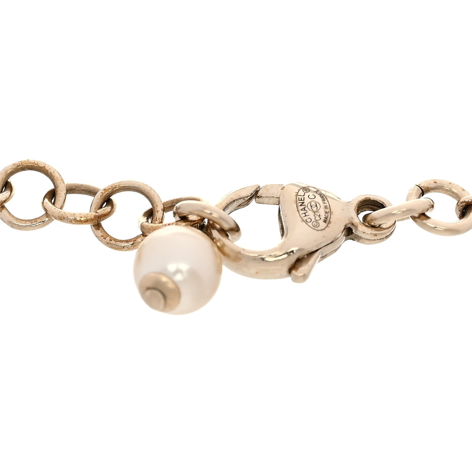 Pearl Crystal CC Bracelet Gold