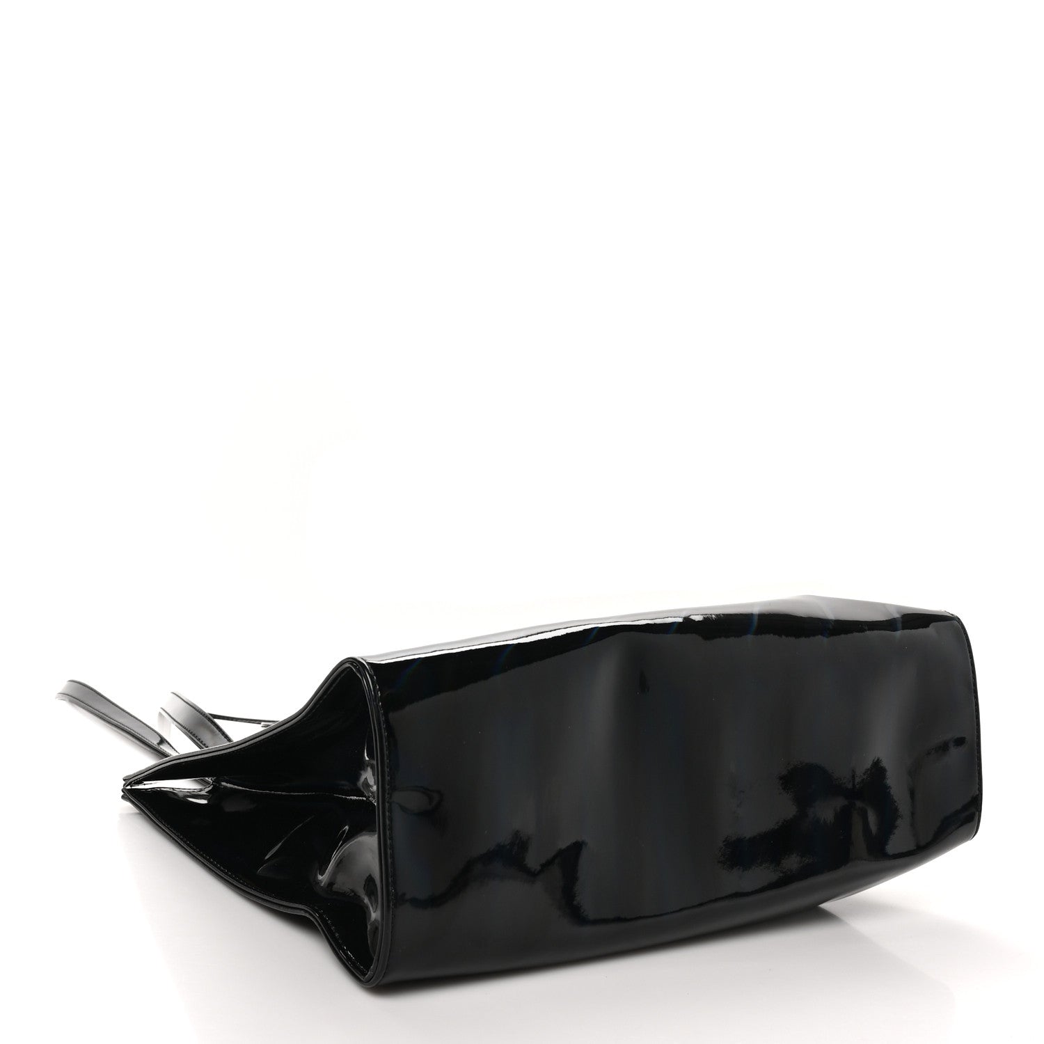 Patent Vegan Leather Medium Shopping Bag Black Rainbow