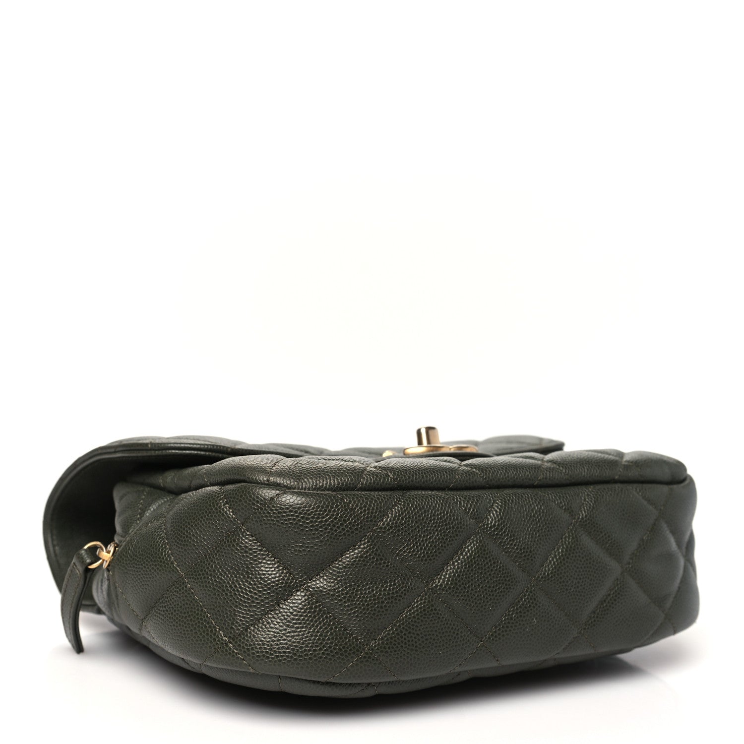 Caviar Quilted Zip Flap Khaki