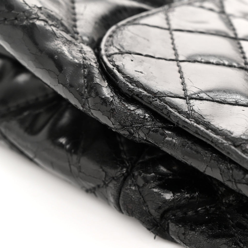 Vinyl Quilted In the Business Flap Bag Black