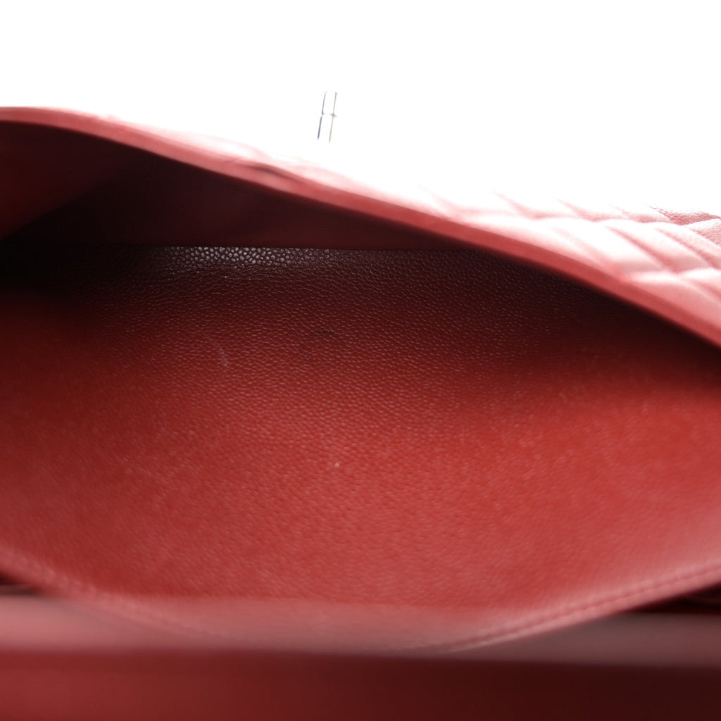 Caviar Quilted Jumbo Double Flap Dark Red