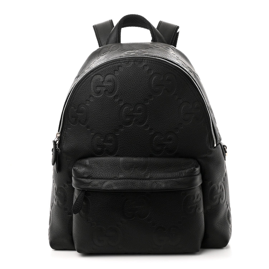 Calfskin Jumbo GG Embossed Medium Backpack Black