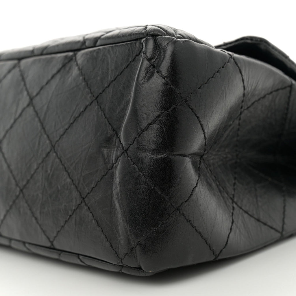 Aged Calfskin Quilted 2.55 Reissue 227 Flap Black