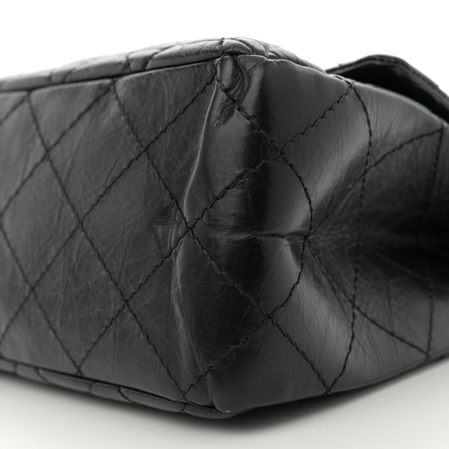 Aged Calfskin Quilted 2.55 Reissue 227 Flap Black
