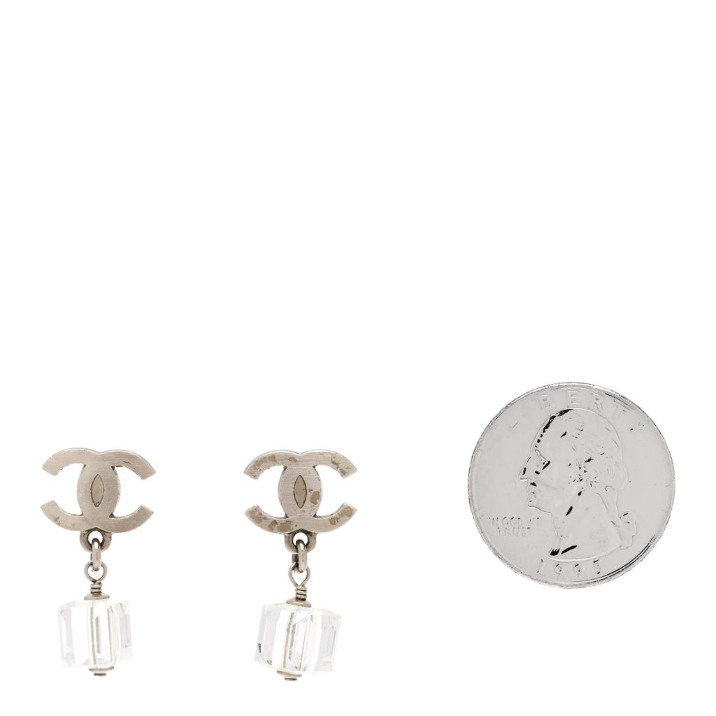 Metal Resin CC Cube Earrings Transparent