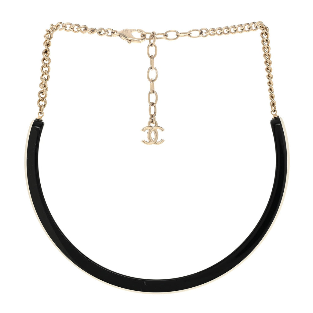 Resin Logo Choker White Black