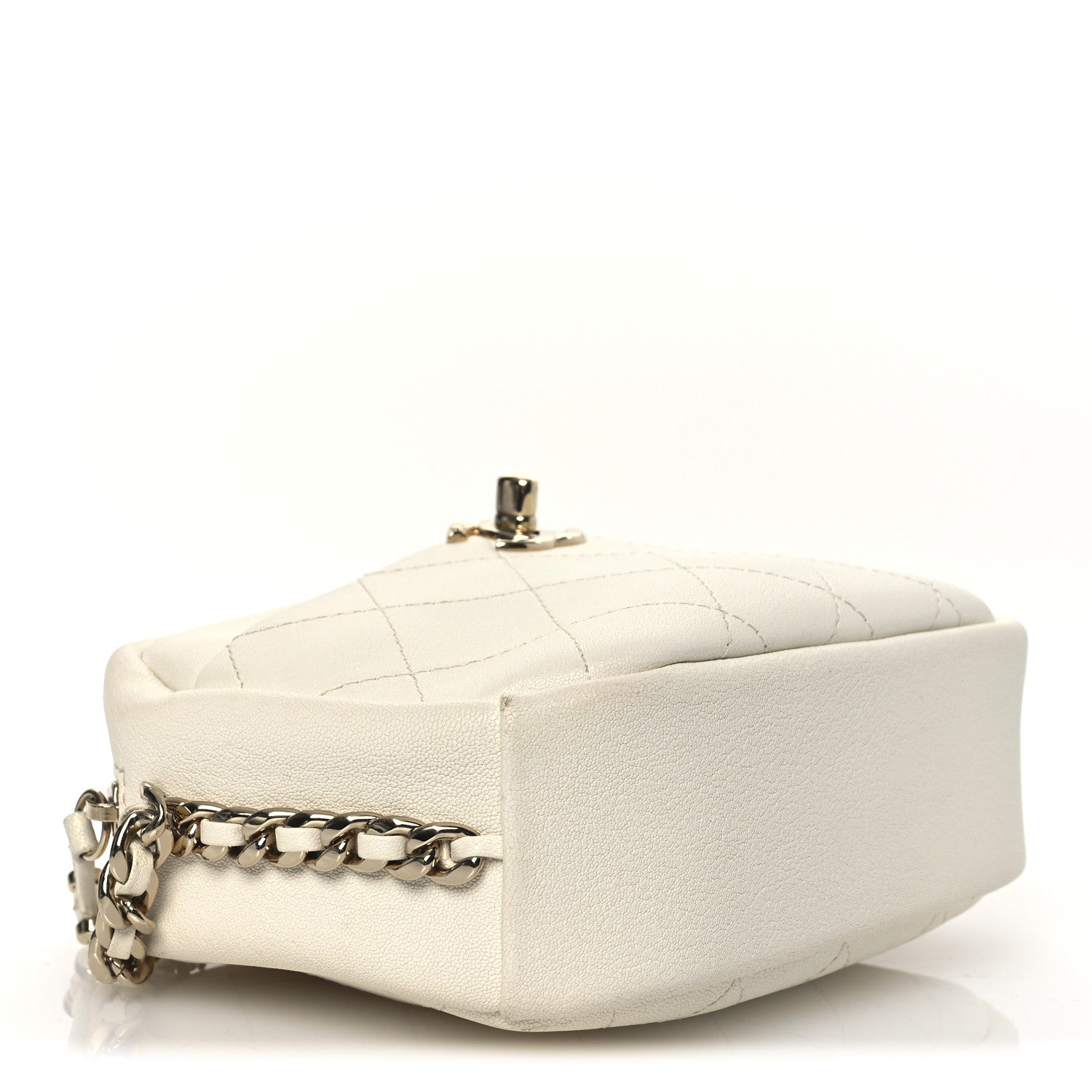 Goatskin Quilted Small Casual Trip Camera Case White