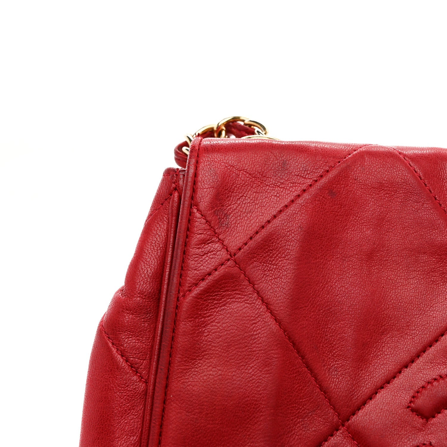 Lambskin Quilted CC Shoulder Bag Red