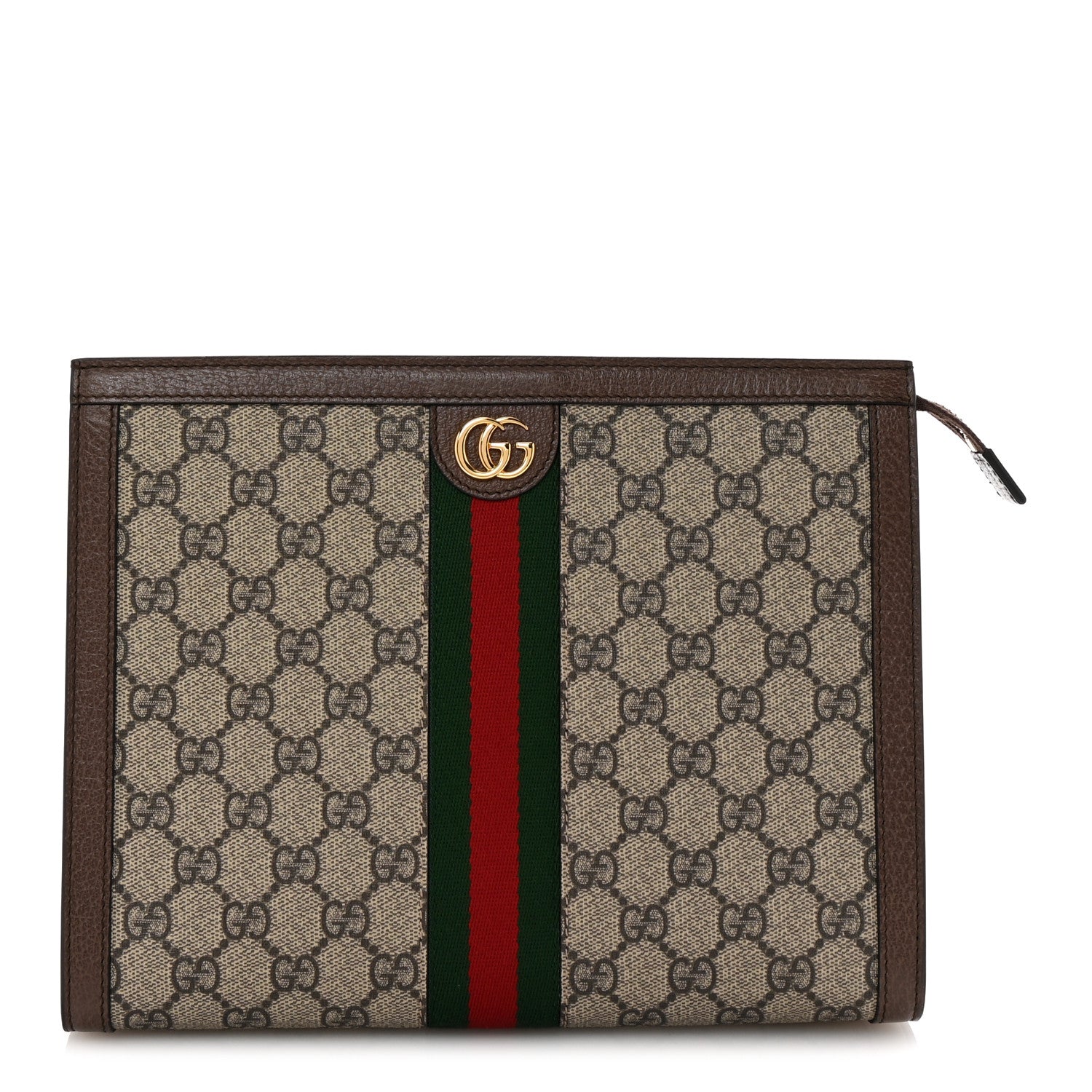 GG Supreme Monogram Web Ophidia Pouch Brown