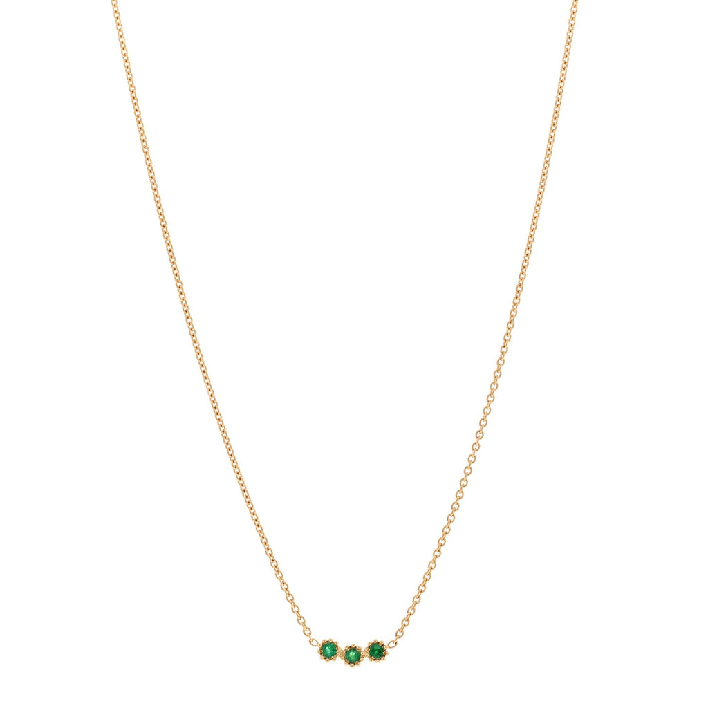 18K Yellow Gold Emerald Mimirose Pendant Necklace