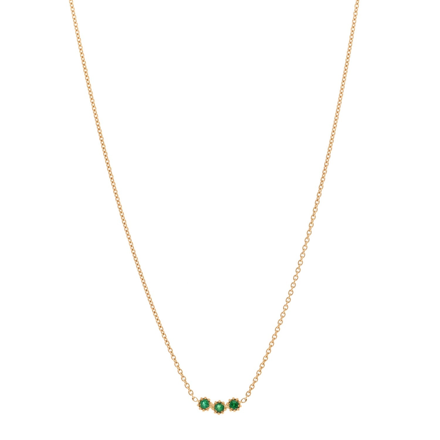 18K Yellow Gold Emerald Mimirose Pendant Necklace