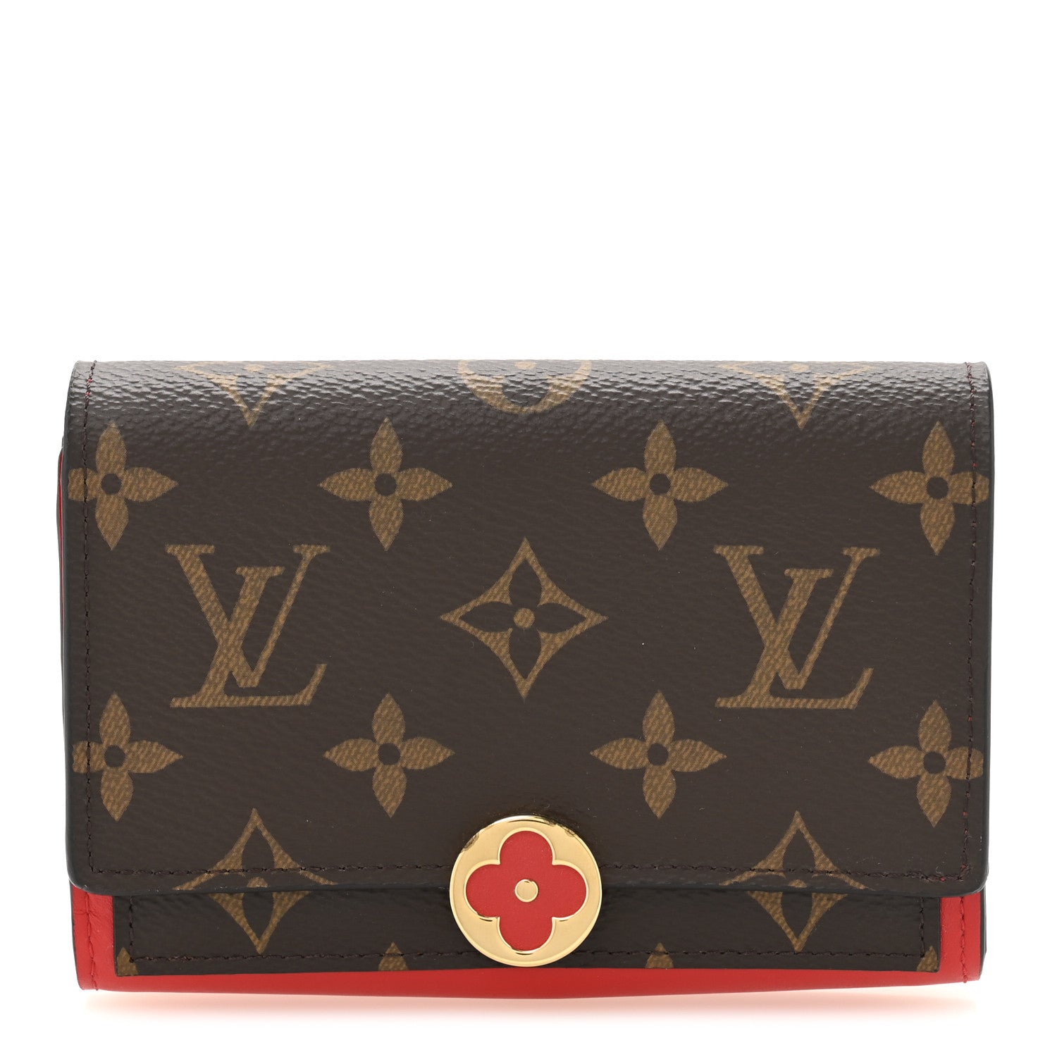 Monogram Flore Compact Wallet Coquelicot