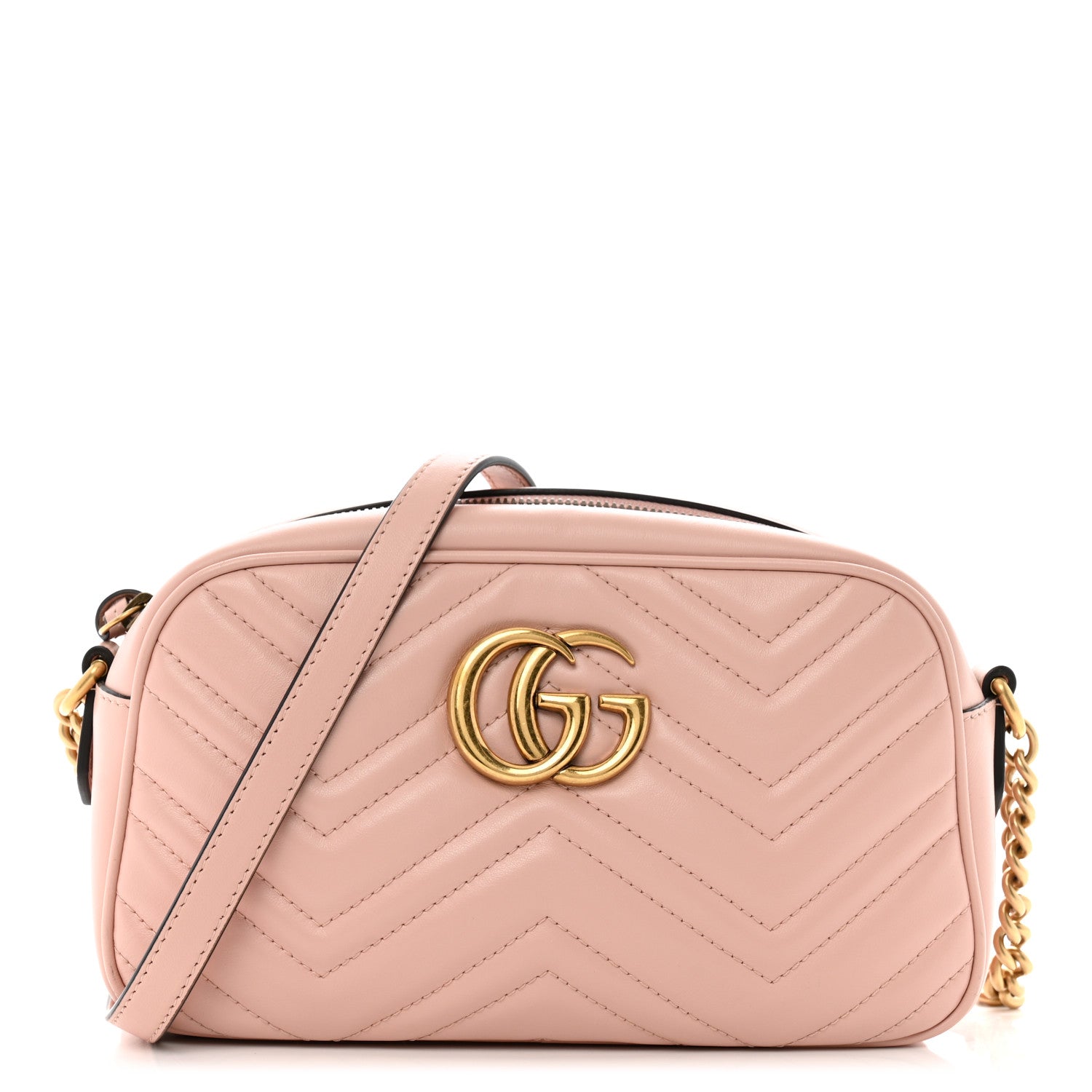 Calfskin Matelasse Small GG Marmont Chain Shoulder Bag Perfect Pink