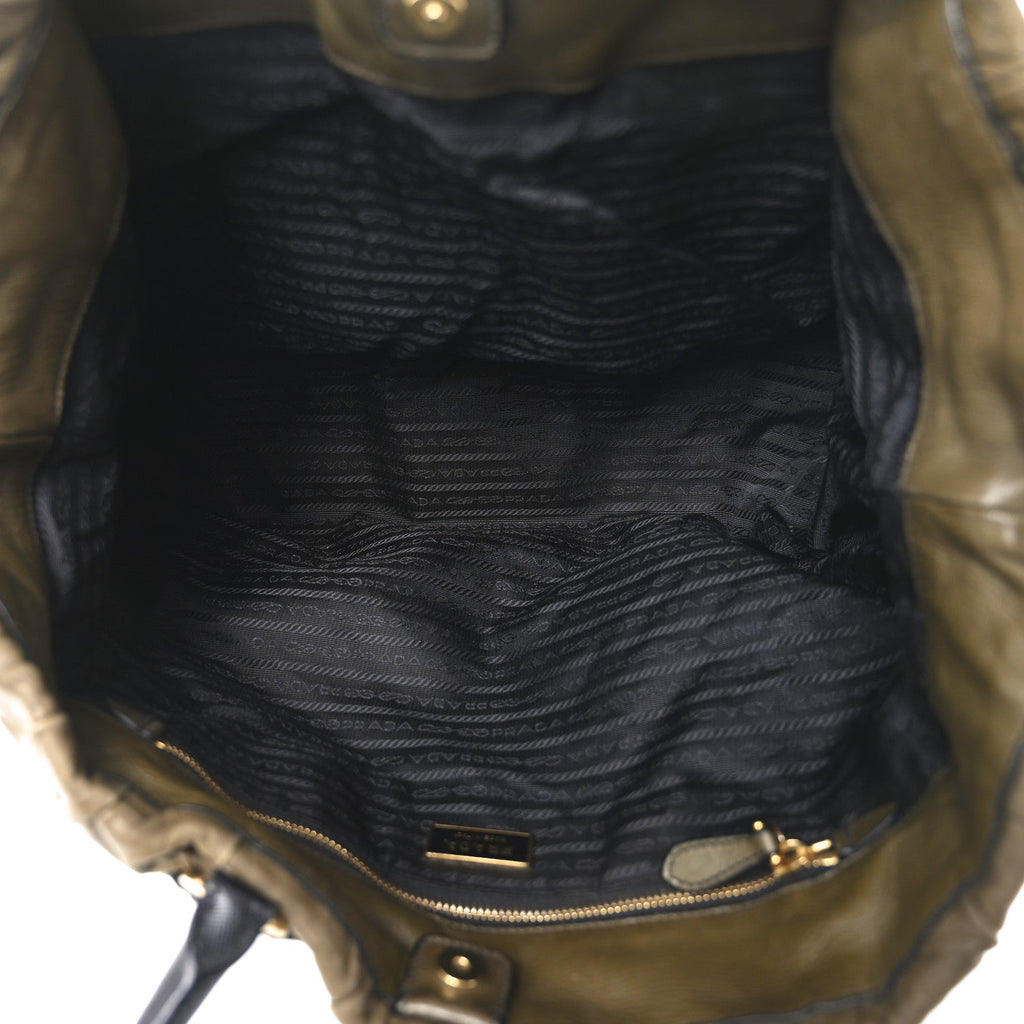 Nappa Gaufre Tote Green