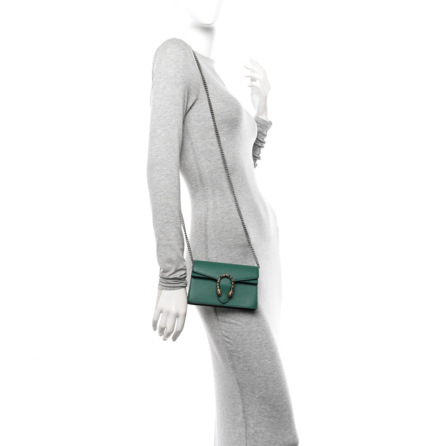 Dollar Calfskin Crystal Super Mini Dionysus Shoulder Bag Emerald