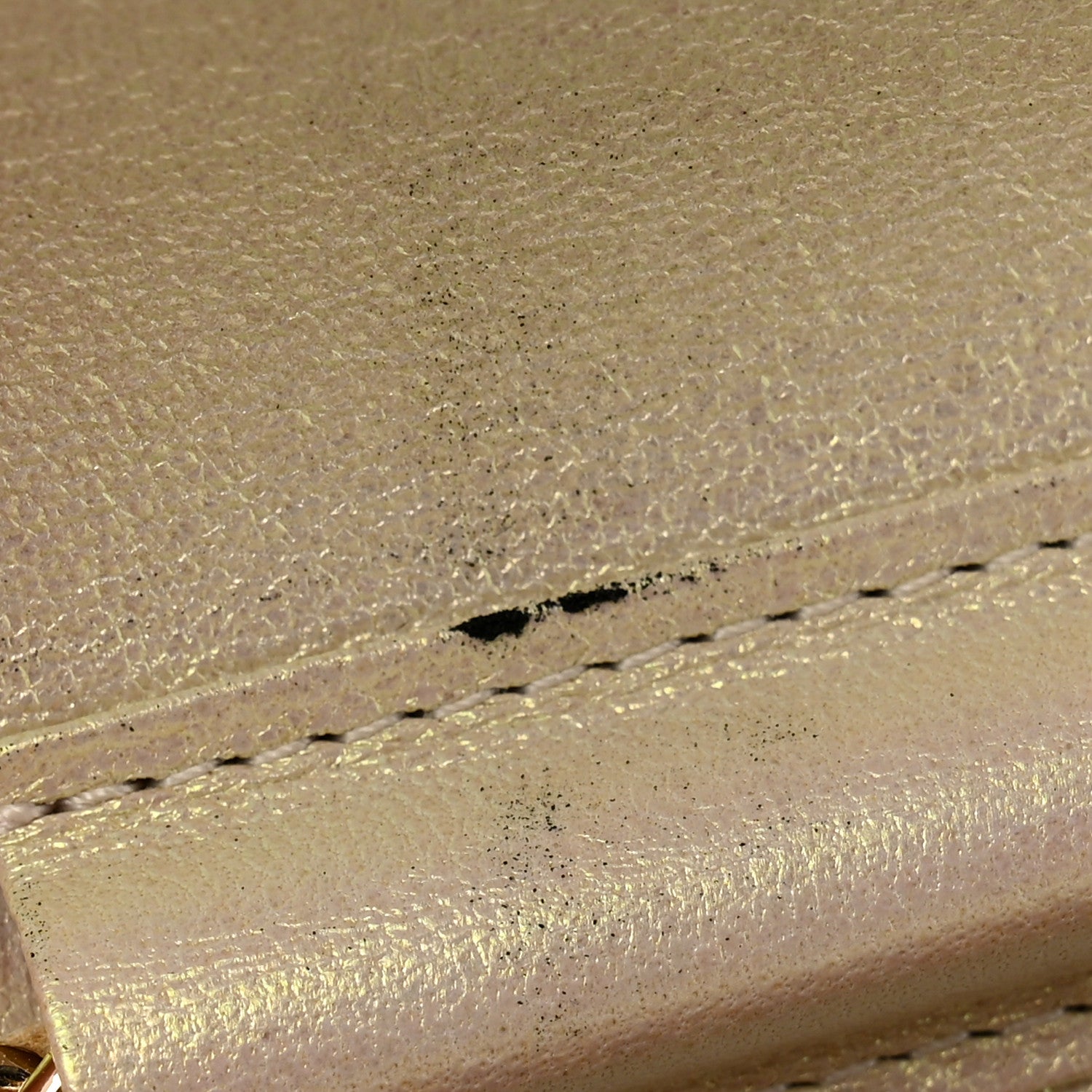 Iridescent Lambskin Quilted Wallet On Chain WOC Ivory