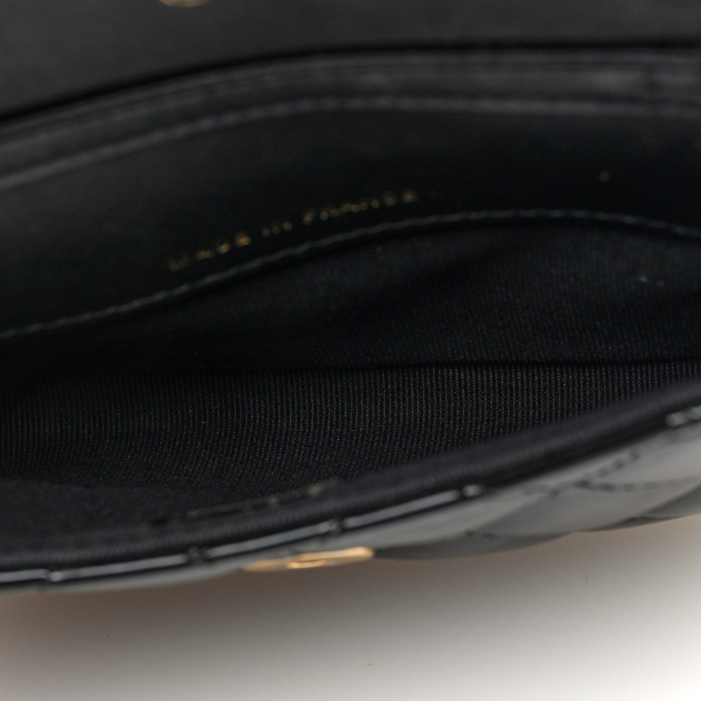 Patent Enamel Quilted Coco Hearts Clutch With Chain Black