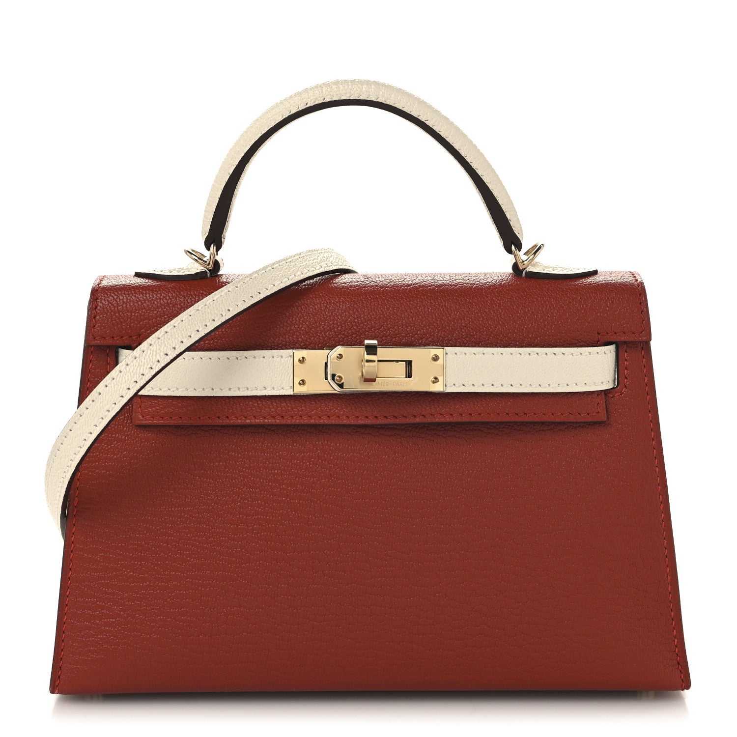 Chevre Mysore Horseshoe Mini Kelly Sellier 20 Brique Nata