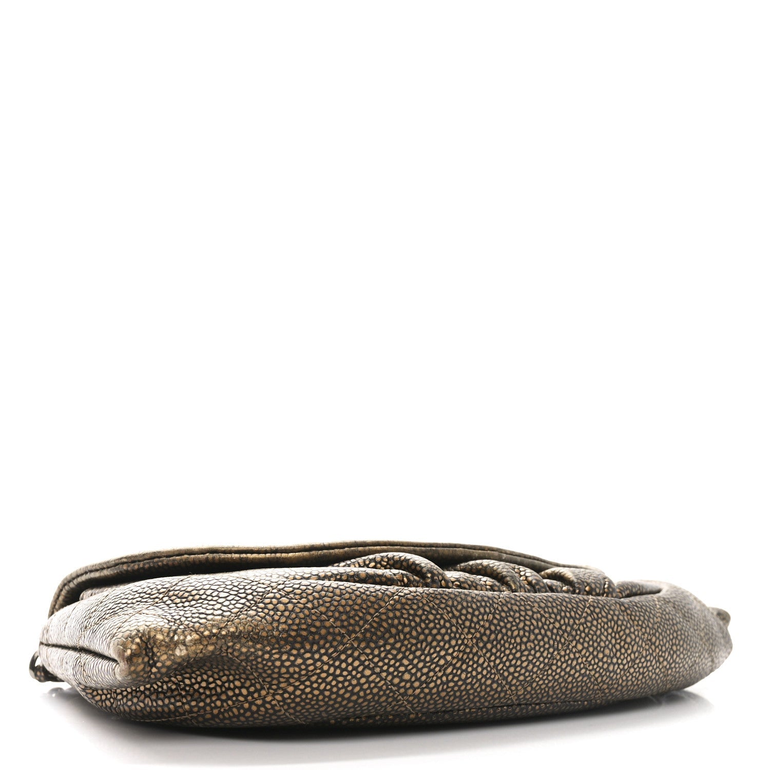 Metallic Caviar Half Moon Wallet On Chain WOC Bronze