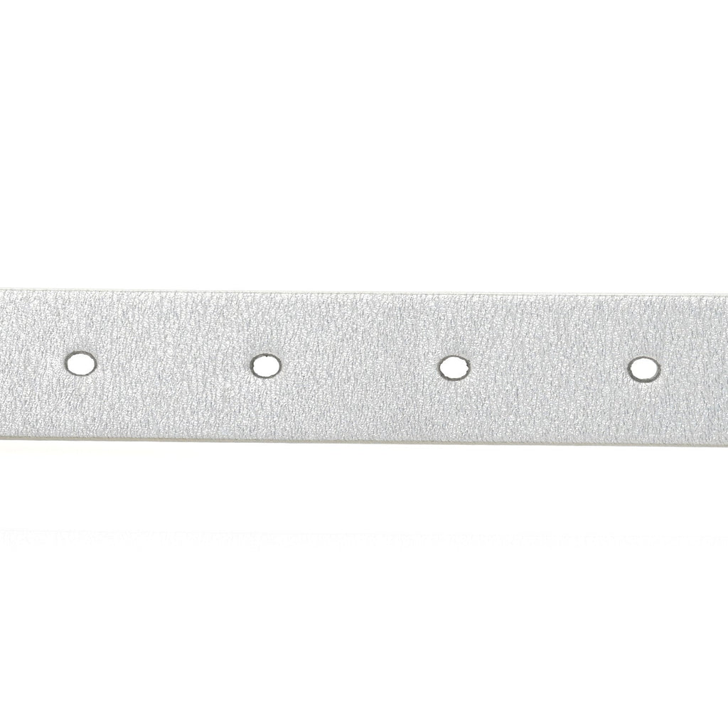 Metallic Calfskin Saddle Belt 80 32 Silver
