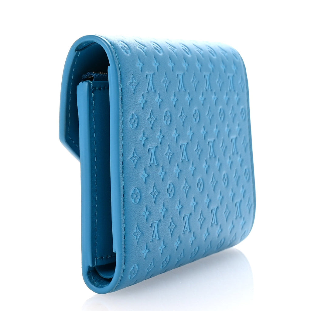 Calfskin Nanogram Embossed Victorine Wallet Bleu