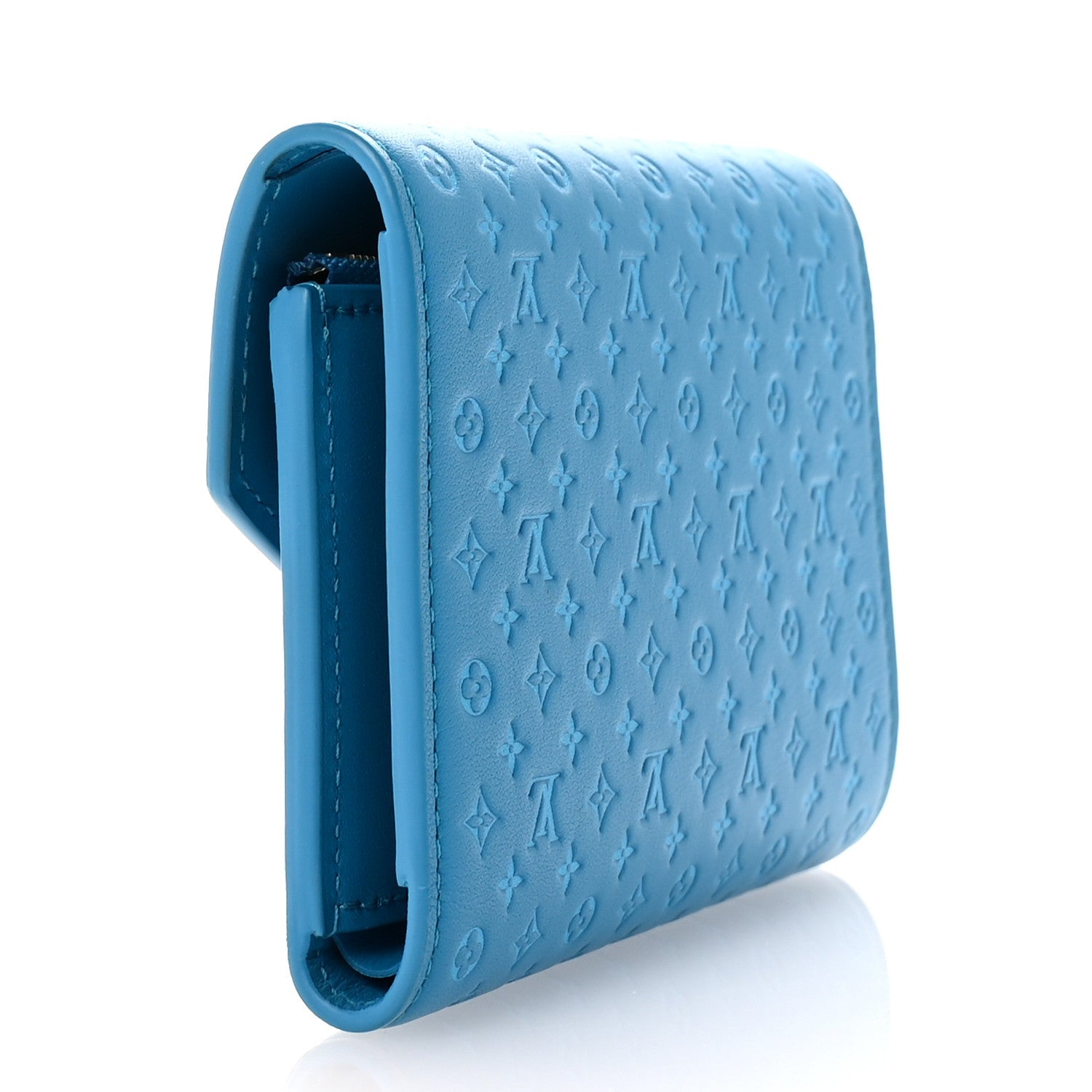 Calfskin Nanogram Embossed Victorine Wallet Bleu