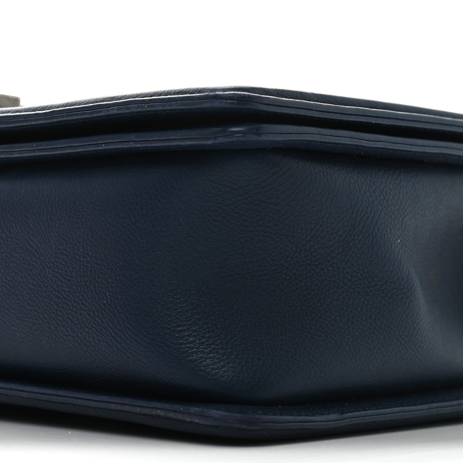 Calfskin Double Stitch New Medium Boy Flap Navy Blue