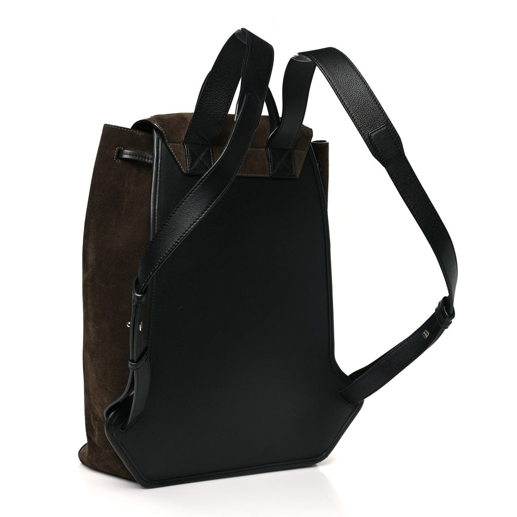 Suede Calfskin Drawstring Backpack Brown