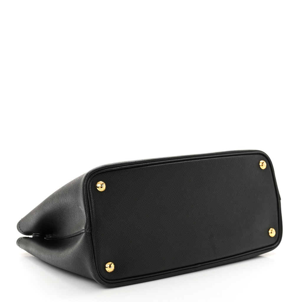 Saffiano Cuir Medium Double Bag Black Mughetto
