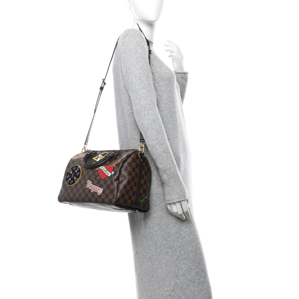 Damier Ebene Patches Speedy Bandouliere 30